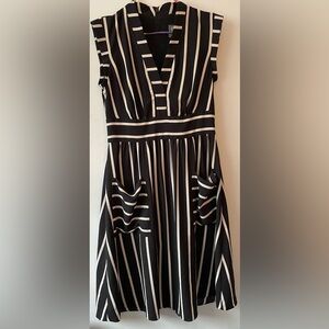 Vince Camuto Black Pinstripe Dress With Pockets